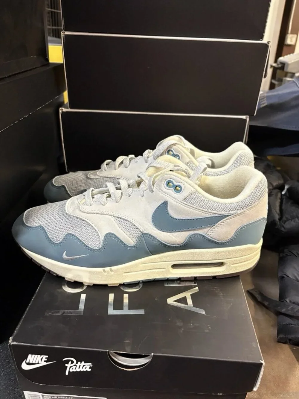 WORN Men’s Nike Air Max 1 Patta Waves Noise Aqua DH1348-004 Size 12 WITH BOX